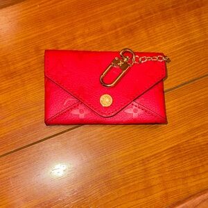 Red Leather Keychain Wallet